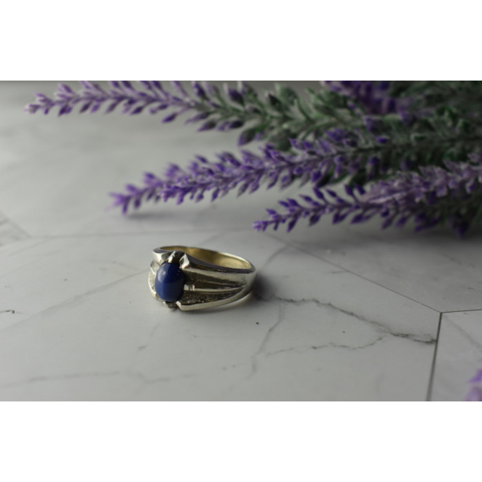 Sky Jewelry Серебряное кольцо с камнем Синий Звездчатый Сапфир