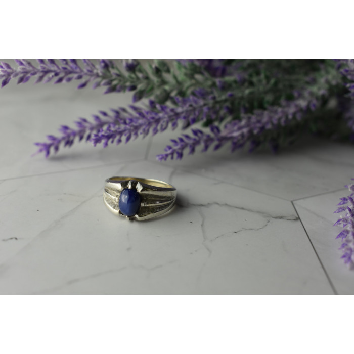 Sky Jewelry Серебряное кольцо с камнем Синий Звездчатый Сапфир