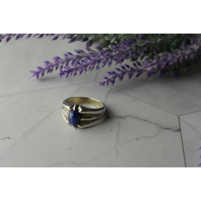 Sky Jewelry Серебряное кольцо с камнем Синий Звездчатый Сапфир