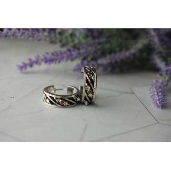 Sky Jewelry Серебряные серьги с черной эмалью и камнями розовая Шпинель