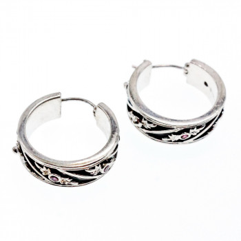 Sky Jewelry Серебряные серьги с черной эмалью и камнями розовая Шпинель