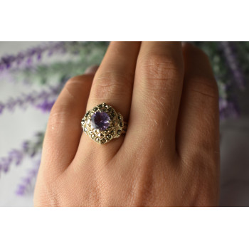 Sky Jewelry Серебряное кольцо с камнем Турмалин и Марказит