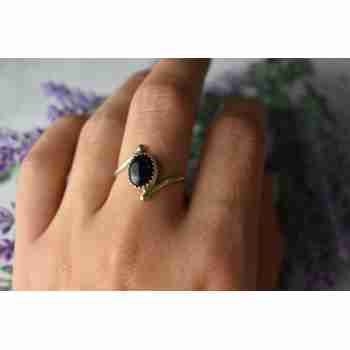 Sky Jewelry Серебряное кольцо с черным  Агатом