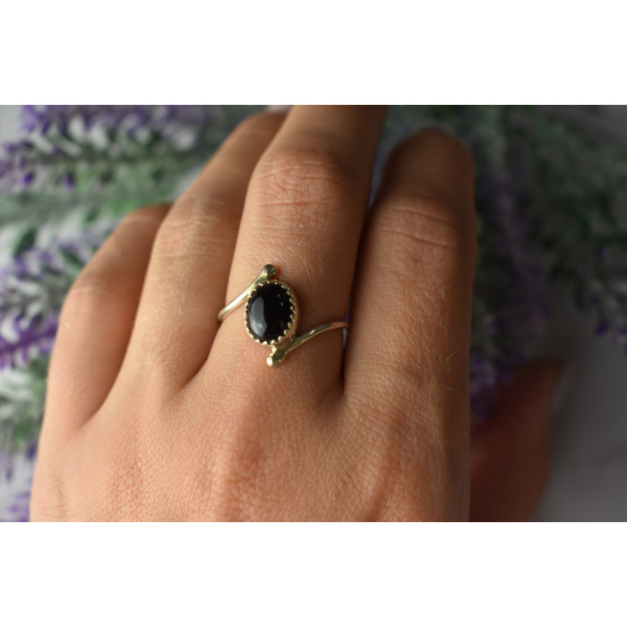 Sky Jewelry Серебряное кольцо с черным  Агатом