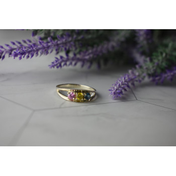 Sky Jewelry Серебряное кольцо 925 проба с разноцветными  Фианитами