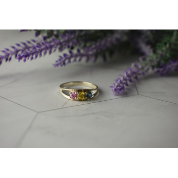 Sky Jewelry Серебряное кольцо 925 проба с разноцветными  Фианитами