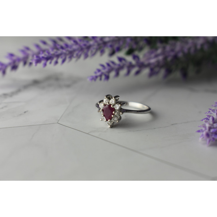 Sky Jewelry Серебряное кольцо 925 проба с розовой Шпинелью и Фианитами