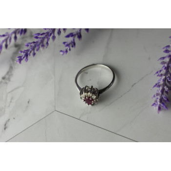 Sky Jewelry Серебряное кольцо 925 проба с розовой Шпинелью и Фианитами