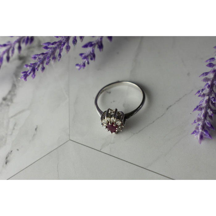 Sky Jewelry Серебряное кольцо 925 проба с розовой Шпинелью и Фианитами