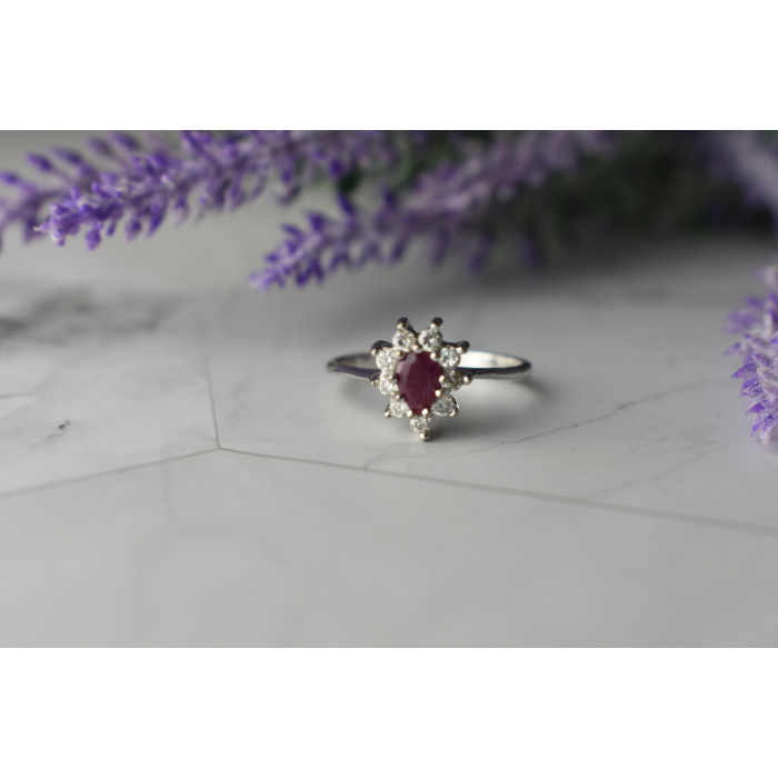 Sky Jewelry Серебряное кольцо 925 проба с розовой Шпинелью и Фианитами