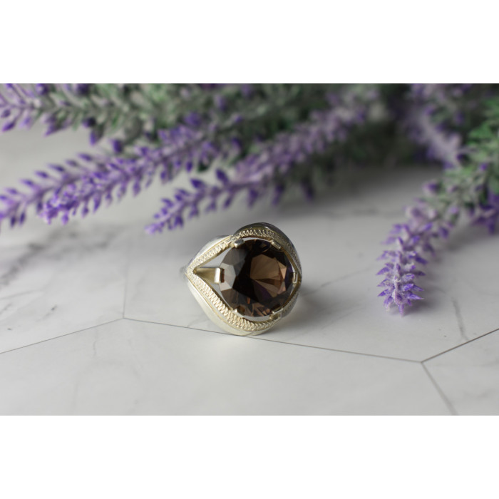 Sky Jewelry Серебряное кольцо  с камнем Гессонит