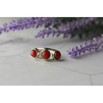 Sky Jewelry Серебряное кольцо с красными Кораллами