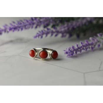 Sky Jewelry Серебряное кольцо с красными Кораллами