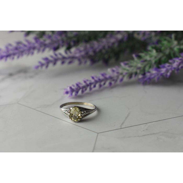 Sky Jewelry Серебряное кольцо с камнем Демантоид