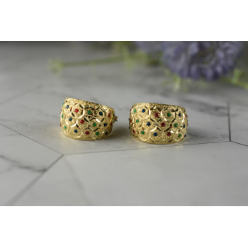 Sky Jewelry Золотые серьги 14К (585 проба) с разноцветными вставками из Эмали