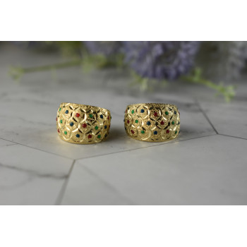 Sky Jewelry Золотые серьги 14К (585 проба) с разноцветными вставками из Эмали