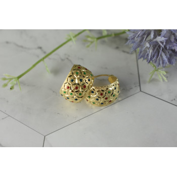 Sky Jewelry Золотые серьги 14К (585 проба) с разноцветными вставками из Эмали