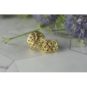 Sky Jewelry Золотые серьги 14К (585 проба) с разноцветными вставками из Эмали