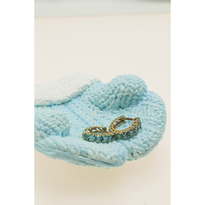 Sky Jewelry Золотые серьги 14К (585 проба) с Небесно-Голубыми  Топазами