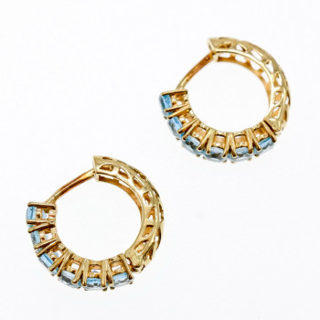 Sky Jewelry Золотые серьги 14К (585 проба) с Небесно-Голубыми  Топазами