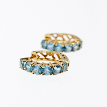 Sky Jewelry Золотые серьги 14К (585 проба) с Небесно-Голубыми  Топазами