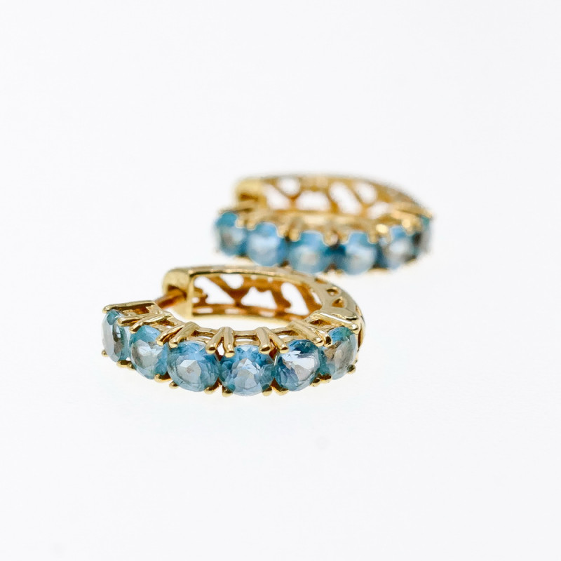 Sky Jewelry Золотые серьги 14К (585 проба) с Небесно-Голубыми  Топазами