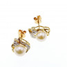 Sky Jewelry Золотые серьги 585 проба с Жемчугом и Бриллиантами