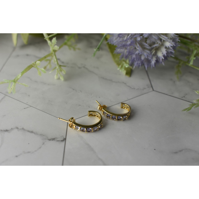 Sky Jewelry Золотые серьги-гвоздики с Танзанитом 14К (585 проба)