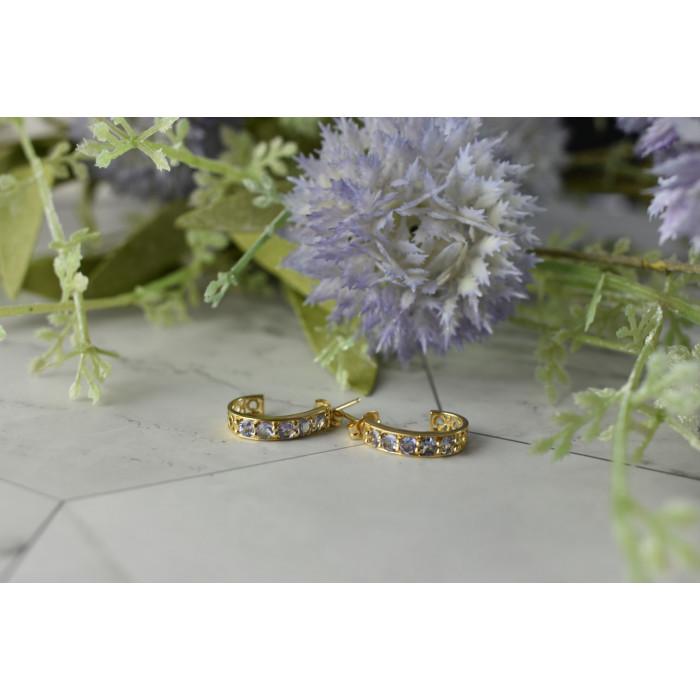 Sky Jewelry Золотые серьги-гвоздики с Танзанитом 14К (585 проба)