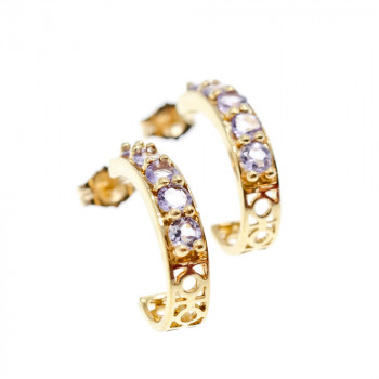 Sky Jewelry Золотые серьги-гвоздики с Танзанитом 14К (585 проба)