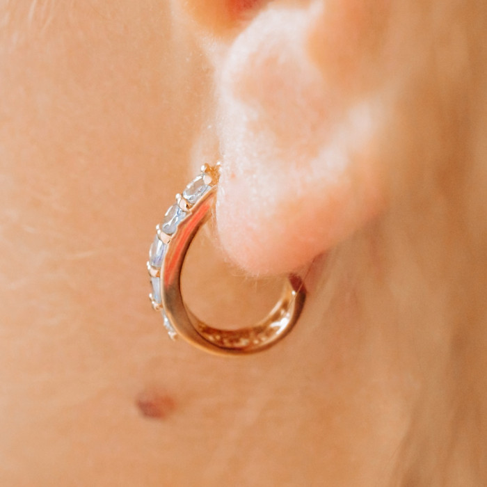 Sky Jewelry Золотые серьги-гвоздики с Танзанитом 14К (585 проба)