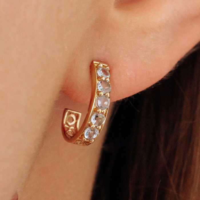 Sky Jewelry Золотые серьги-гвоздики с Танзанитом 14К (585 проба)