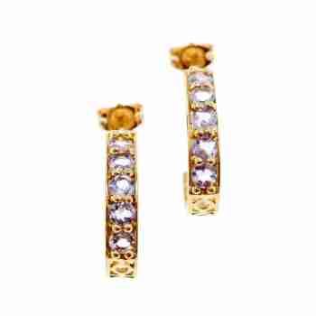 Sky Jewelry Золотые серьги-гвоздики с Танзанитом 14К (585 проба)