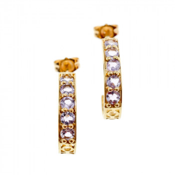 Sky Jewelry Золотые серьги-гвоздики с Танзанитом 14К (585 проба)