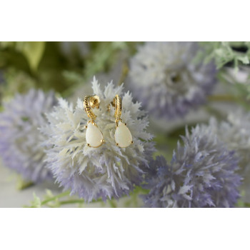 Sky Jewelry Золотые серьги 14К (585 проба) с Опалом