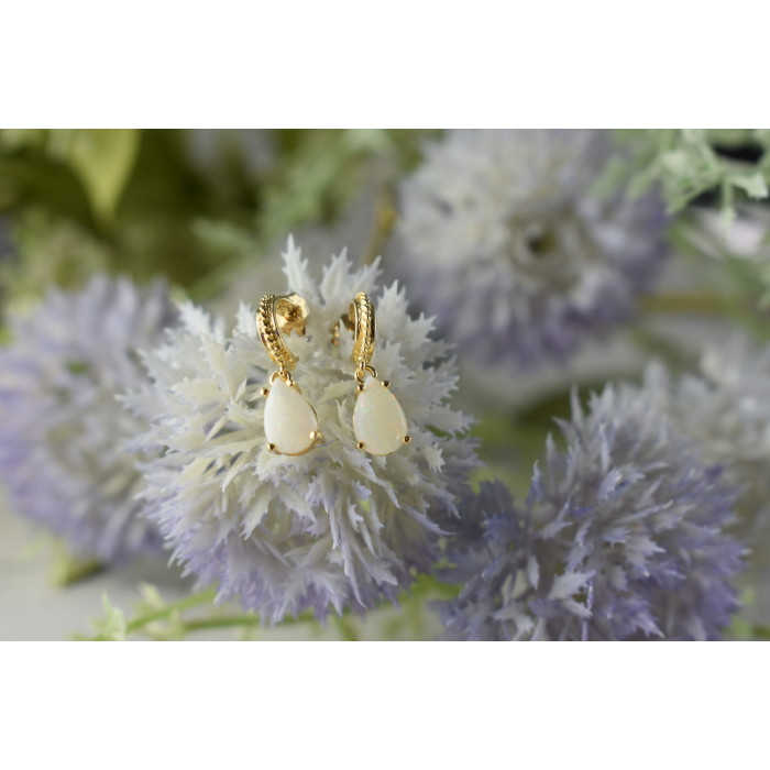 Sky Jewelry Золотые серьги 14К (585 проба) с Опалом