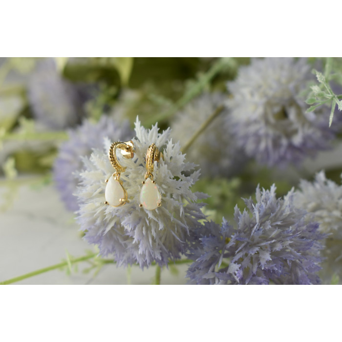 Sky Jewelry Золотые серьги 14К (585 проба) с Опалом