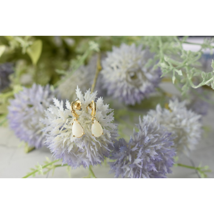 Sky Jewelry Золотые серьги 14К (585 проба) с Опалом