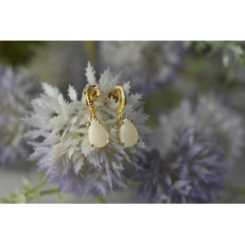 Sky Jewelry Золотые серьги 14К (585 проба) с Опалом