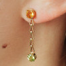 Sky Jewelry Золотые серьги-гвоздики с камнями Гелиодор и Тсаворит(Цаворит)   14К (585 проба)