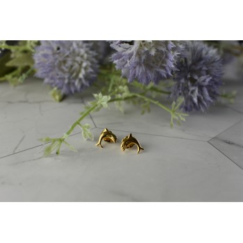 Sky Jewelry Золотые серьги-гвоздики *Дельфины*  14К ( 585 проба)