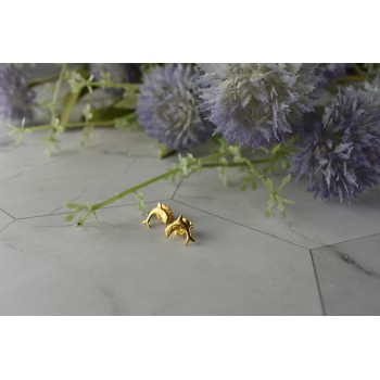 Sky Jewelry Золотые серьги-гвоздики *Дельфины*  14К ( 585 проба)