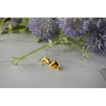 Sky Jewelry Золотые серьги-гвоздики *Дельфины*  14К ( 585 проба)