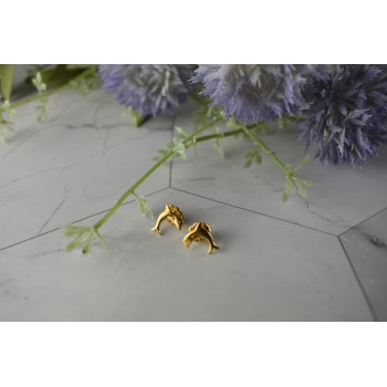 Sky Jewelry Золотые серьги-гвоздики *Дельфины*  14К ( 585 проба)