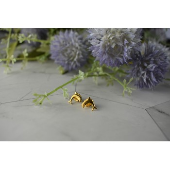 Sky Jewelry Золотые серьги-гвоздики *Дельфины*  14К ( 585 проба)
