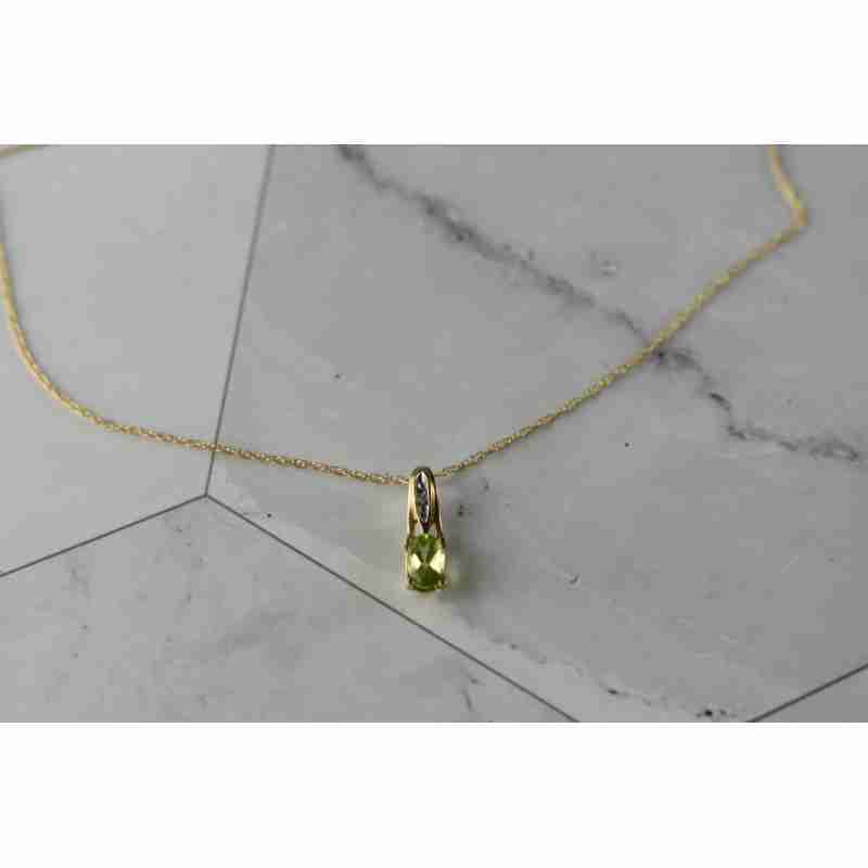 Sky Jewelry Золотая цепочка с кулоном  Хризолит и Бриллиант