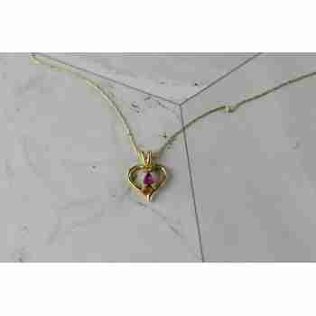Sky Jewelry Золотая цепочка  с кулоном Рубин и Бриллиант  10К (417 проба)