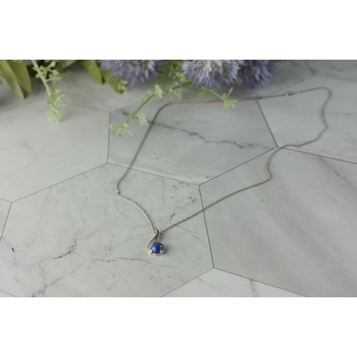 Sky Jewelry Золотая цепочка  с кулоном Синий Звездчатый Сапфир