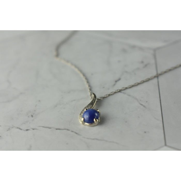 Sky Jewelry Золотая цепочка  с кулоном Синий Звездчатый Сапфир