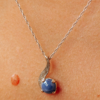 Sky Jewelry Золотая цепочка  с кулоном Синий Звездчатый Сапфир